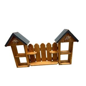 Rustic Wood Fence Shelf Display Unit Farmhouse Decor Birdhouse